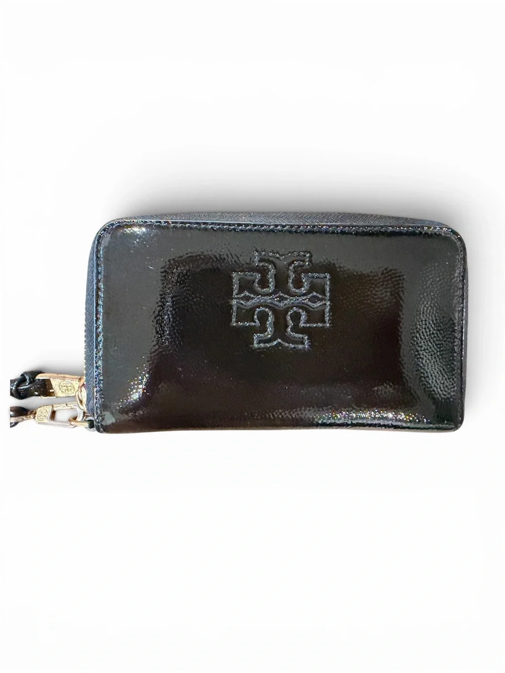 Tory Burch Black Patent Leather Zip Wristlet/Wallet